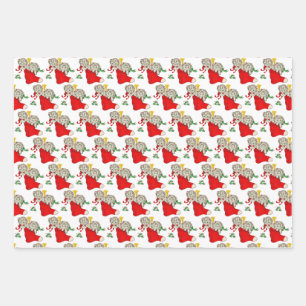 Vintage Christmas Kittens and Puppy Wrapping Paper Sheet