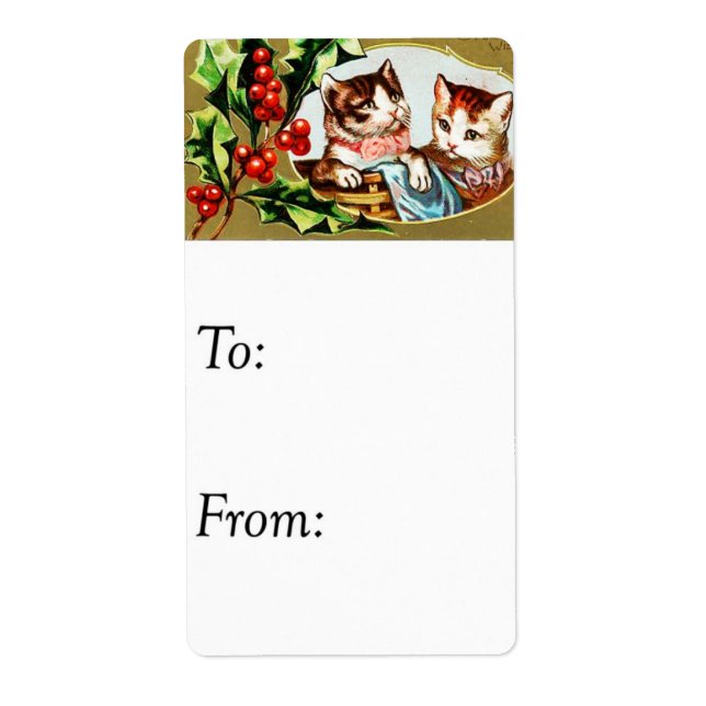 Vintage Christmas Kitties Gift Tag (Front)