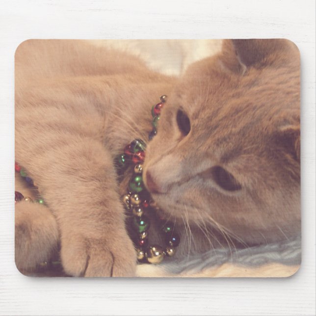 Vintage Christmas Kitty Mouse Mat (Front)