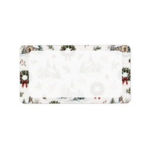 Vintage Christmas Labels 1 – Wreath & Church