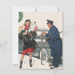 Vintage Christmas, Lady and Policeman Invitation