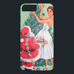 Vintage Christmas lady and Santa phone case plus<br><div class="desc">design by www.etsy.com/VanityFlairDesigns</div>
