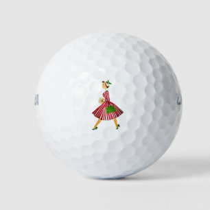vintage christmas lady golf balls