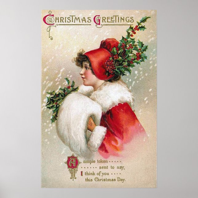 Vintage Christmas lady Holiday poster (Front)