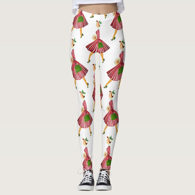 vintage christmas lady leggings (Front)