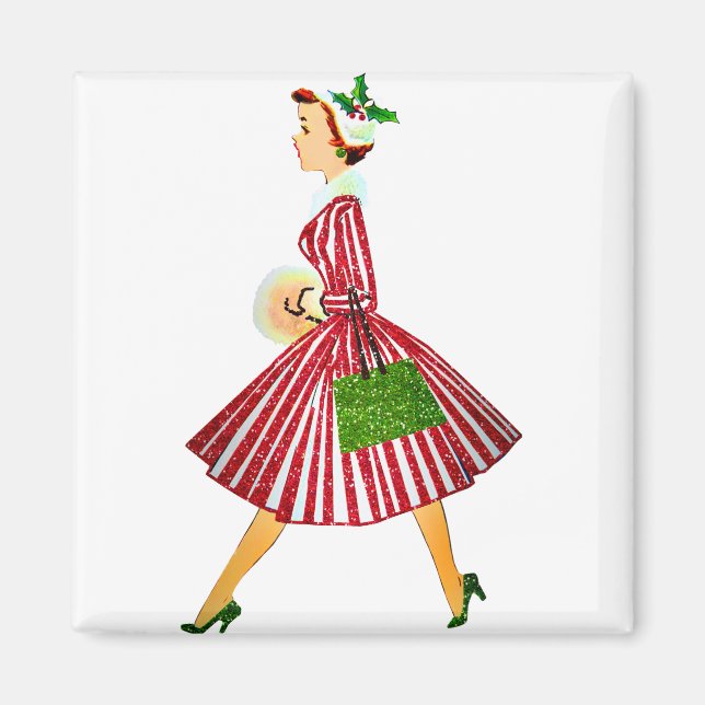 vintage christmas lady magnet (Front)