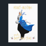 Vintage Christmas lady Merry Christmas greeting Postcard<br><div class="desc">1950 Vintage Christmas lady in a blue dress with a Merry Christmas greeting</div>