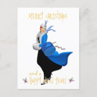 Vintage Christmas lady Merry Christmas greeting