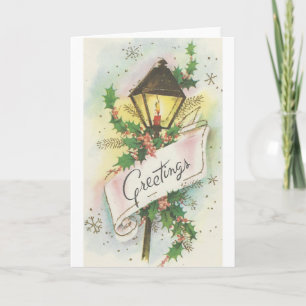 Vintage Christmas Lamp Post Holiday Card