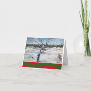 Vintage Christmas Landscape persoanlize Card