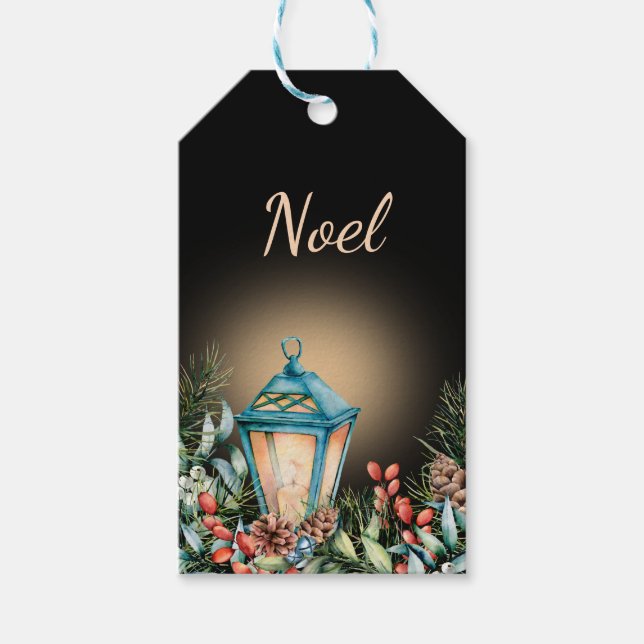 Vintage Christmas Lantern Gift Tag (Front)