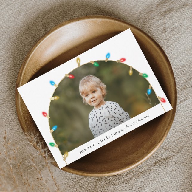 Vintage Christmas Lights Photo Arch Holiday Card (Elegant Arch Christmas Lights Photo Christmas Holiday Card.)