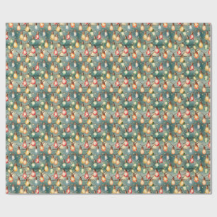 Vintage Christmas Lights Watercolor Seamless Wrapping Paper
