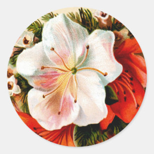 Vintage Christmas Lilly Classic Round Sticker