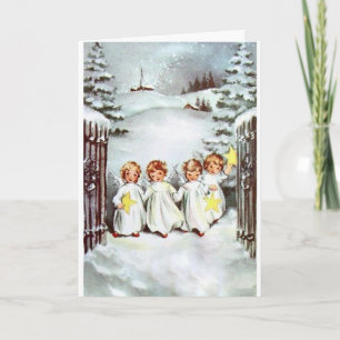 Vintage Christmas - Little Angels with Stars, Card