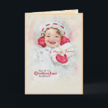 Vintage Christmas Little Girl Package Watercolor Card<br><div class="desc">Vintage little girl holding a Christmas package on a personalised Christmas card. Make it your own with this wonderful watercolor painting.</div>