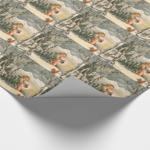 Vintage Christmas, Little Girl with Tree Wrapping Paper