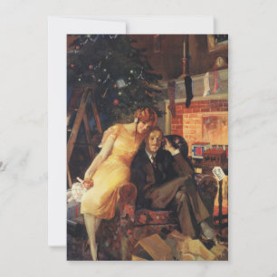 Vintage Christmas, Love and Romance Couple Holiday Card