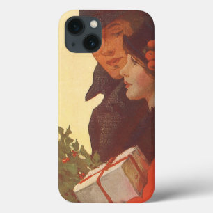 Vintage Christmas, Love and Romance Gift Shopping iPhone 13 Case