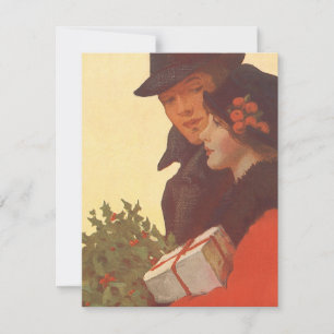 Vintage Christmas, Love and Romance Gift Shopping Holiday Card