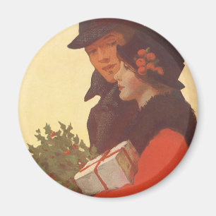 Vintage Christmas, Love and Romance Gift Shopping Magnet