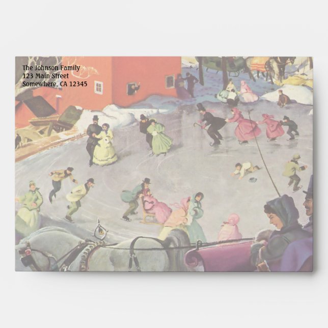 Vintage Christmas, Love and Romance Sleigh Envelope (Front)