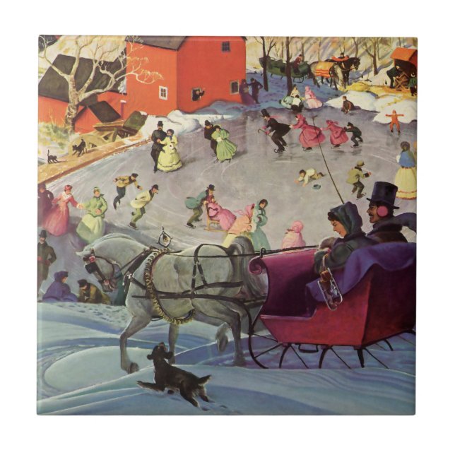 Vintage Christmas, Love and Romance Sleigh Ride Tile (Front)
