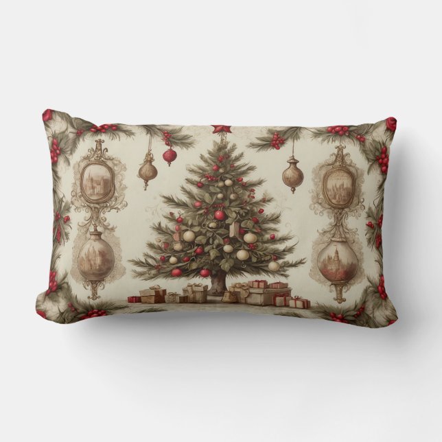 Vintage Christmas  Lumbar Cushion (Front)