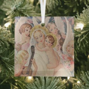 Vintage Christmas, Madonna with child (1935) Glass Tree Decoration