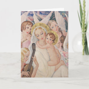 Vintage Christmas, Madonna with child (1935) Holiday Card