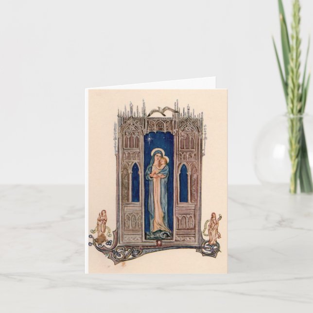Vintage Christmas Madonna With Child Card (Front)