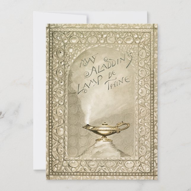 Vintage Christmas Magic Lamp Aladdin Fantasy Holiday Card (Front)