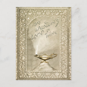 Vintage Christmas Magic Lamp Aladdin Fantasy Holiday Postcard