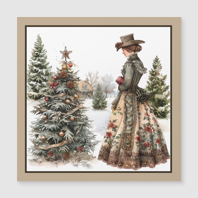 Vintage Christmas Magnetic Card (Front)
