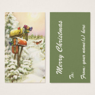 Vintage Christmas, Mailboxes in Winter Landscape