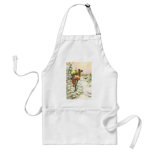 Vintage Christmas, Mailboxes in Winter Landscape Standard Apron (Front)