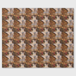 Vintage Christmas Market , European Travel holiday Wrapping Paper