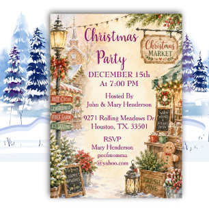 Vintage Christmas Market Holiday Celebration Invitation