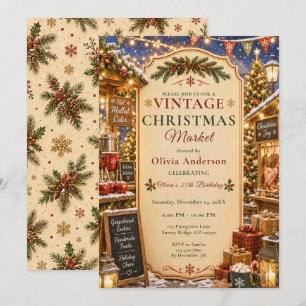 Vintage Christmas Market Party Invitation
