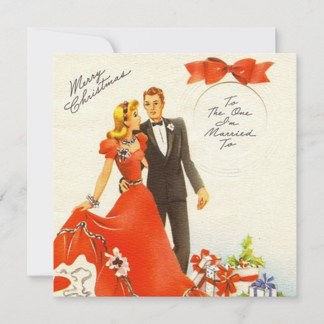 Vintage Christmas Married Couple Holiday Card (Front)