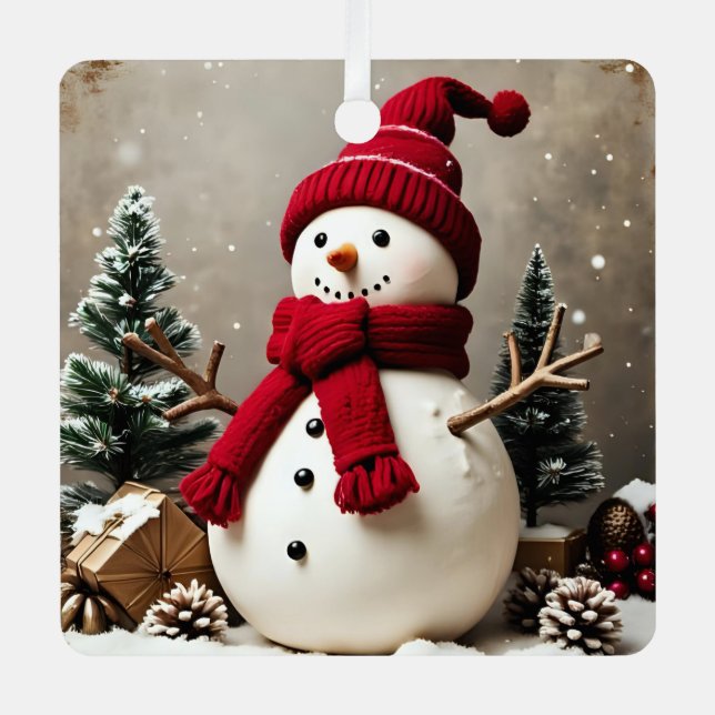 Vintage Christmas - Metal Square Ornament (Front)