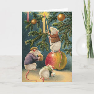 Vintage Christmas Mice Card