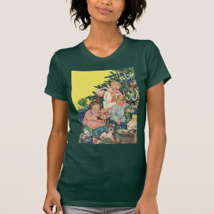 Vintage Christmas Morning, Children Opening Gifts T-Shirt