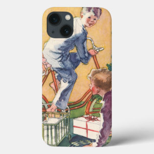Vintage Christmas Morning, Children with Presents iPhone 13 Case