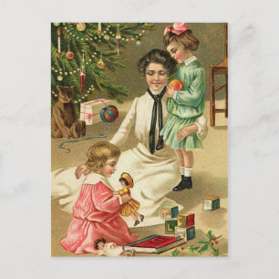 Vintage Christmas Morning Postcard