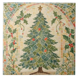 Vintage, Christmas mosaic, Victorian Christmas Mag Tile
