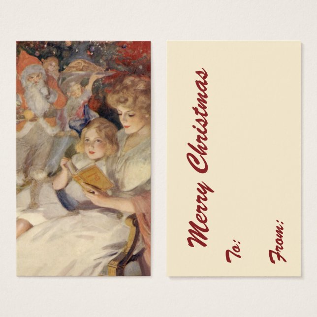 Vintage Christmas, Mother Reading Bedtime Story (Front & Back)