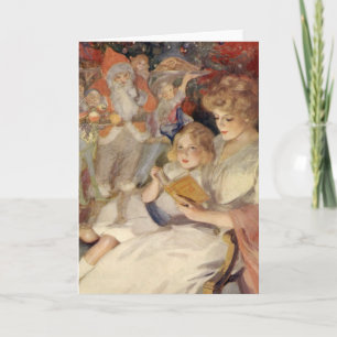 Vintage Christmas, Mother Reading Bedtime Story Holiday Card