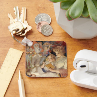 Vintage Christmas, Mother Reading Bedtime Story Key Ring