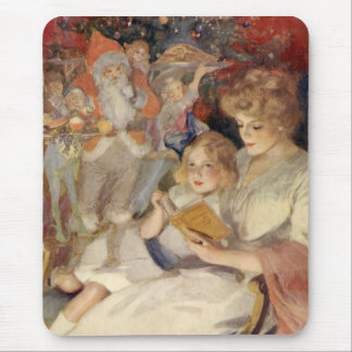 Vintage Christmas, Mother Reading Bedtime Story Mouse Mat